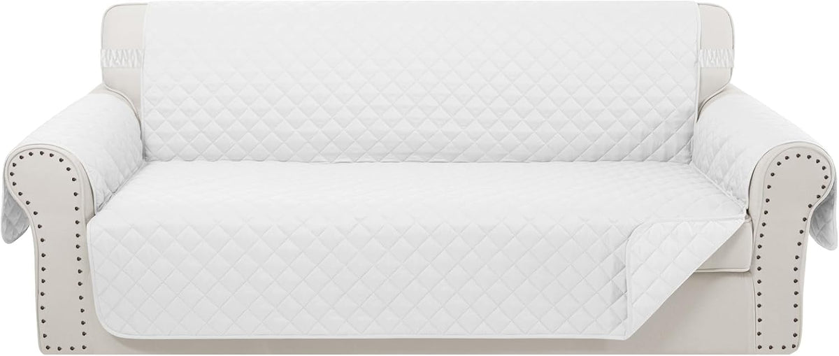 Reversible Oversized Sofa Covers Couch Cover Furniture Protector for Dogs Elastic Straps Water Resistant(XLSofa,White/White)