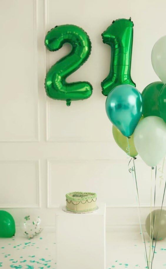 40 Inch Big Green Number 12 21 Balloon Birthday Decoration, Number 12 21 Helium Balloon 12 21 Celebration, Boy Girl Baby Anniversary Party Graduations Supplies Decorations