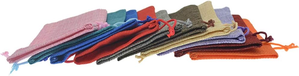 20Pcs Burlap Bags with Drawstring, Assorted Colored Small Jute Sacks Christmas Wedding Party Favor Gift Bags, Jewelry Candy Pouches 3.9 x 5.5 inch