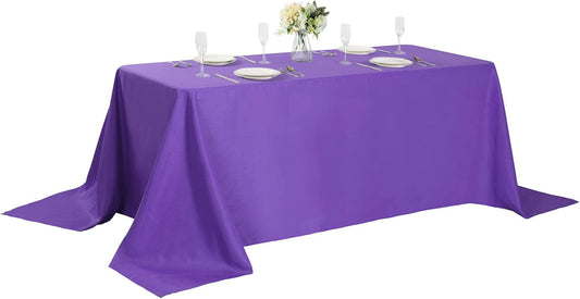 Rectangle Tablecloth 90x132 inch Washable Polyester Fabric Table Cloth for Wedding Party Dining Banquet Decoration（90x132,Purple）