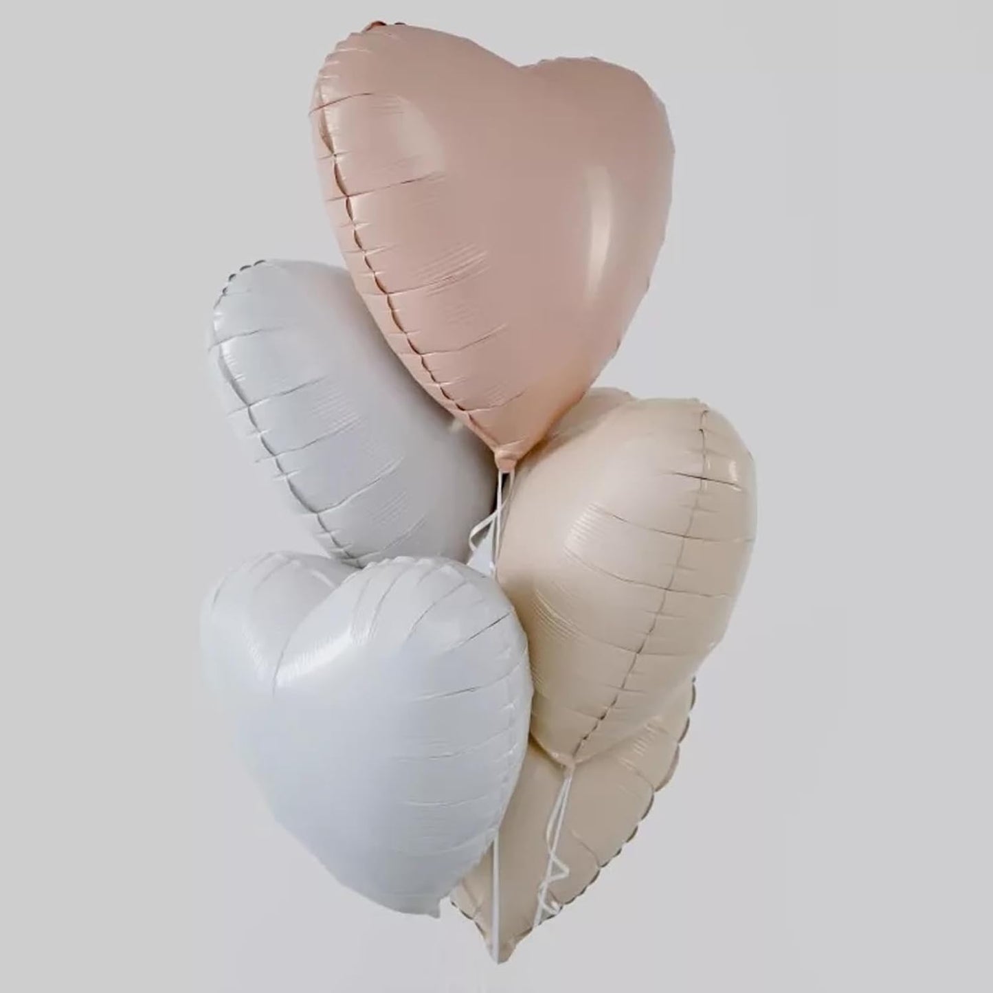 Biapian White Heart Balloons Helium, 10PCS White Foil Heart Shape Balloons Valentines 18inch Metallic White Foil Balloon for Helium Valentine Decorations for White Wedding, Brithday Party, Anniversary
