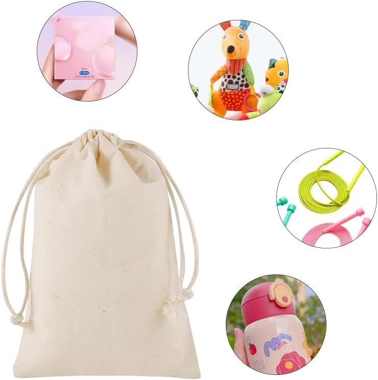 gobyhumm 50 Pieces Muslin Bags Cotton Drawstring Bags Sachet Bag for Home Supplies （4 * 6"）