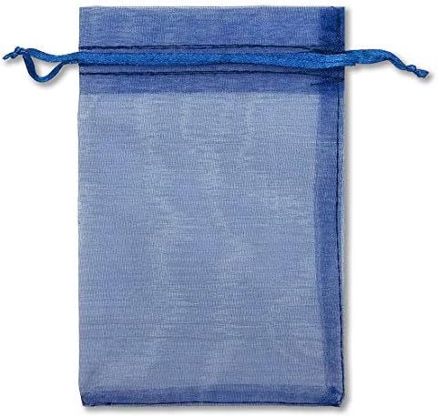 TheDisplayGuys 48-Pack 3x4 Navy Blue Sheer Organza Gift Bags with Drawstring, Jewelry Candy Treat Wedding Party Favors Mesh Pouch
