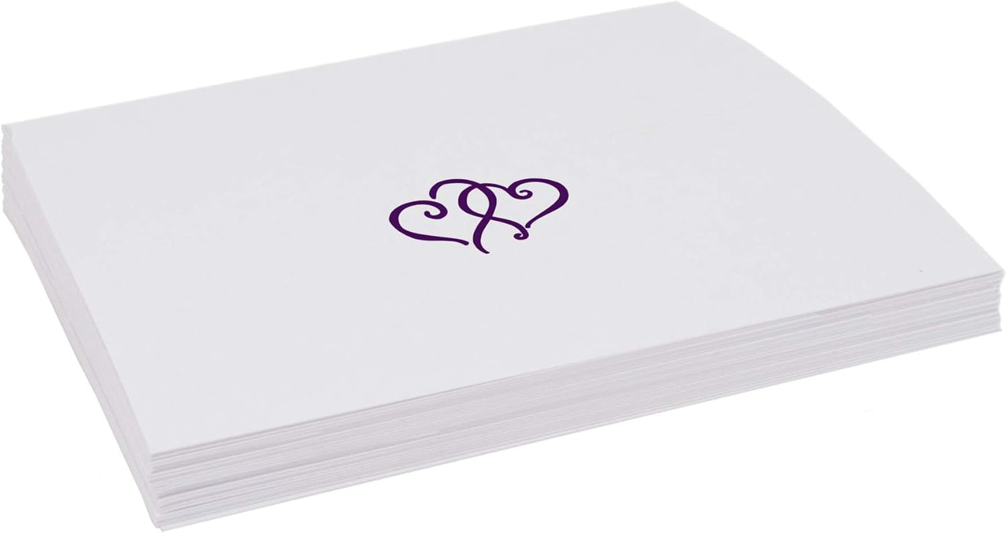 Linked Hearts Place Cards, Eggplant (Choose Color), Set of 25, Pre-cut and Scored - Wedding, Party, Dinner, and Special Events - Made in the USA