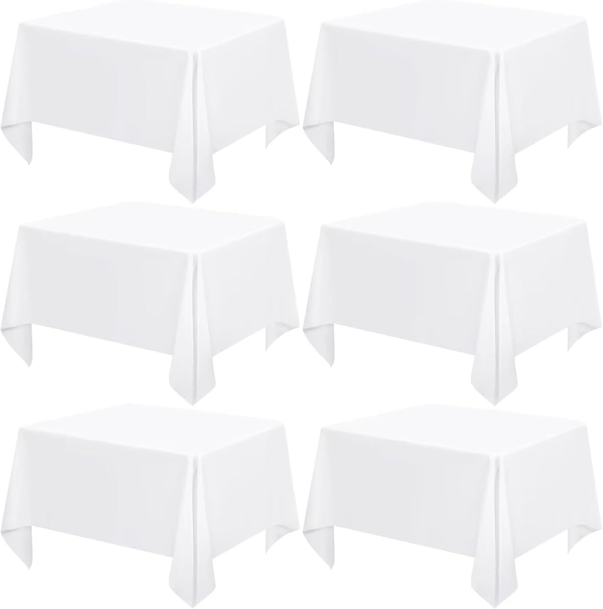 6 Pack White Square Tablecloths 52 x 52 Inch, White Polyester Table Cover for Square Table, Stain and Wrinkle Resistant Washable Fabric Tablecloth, Polyester Tablecloth for Restaurant Banquet Party
