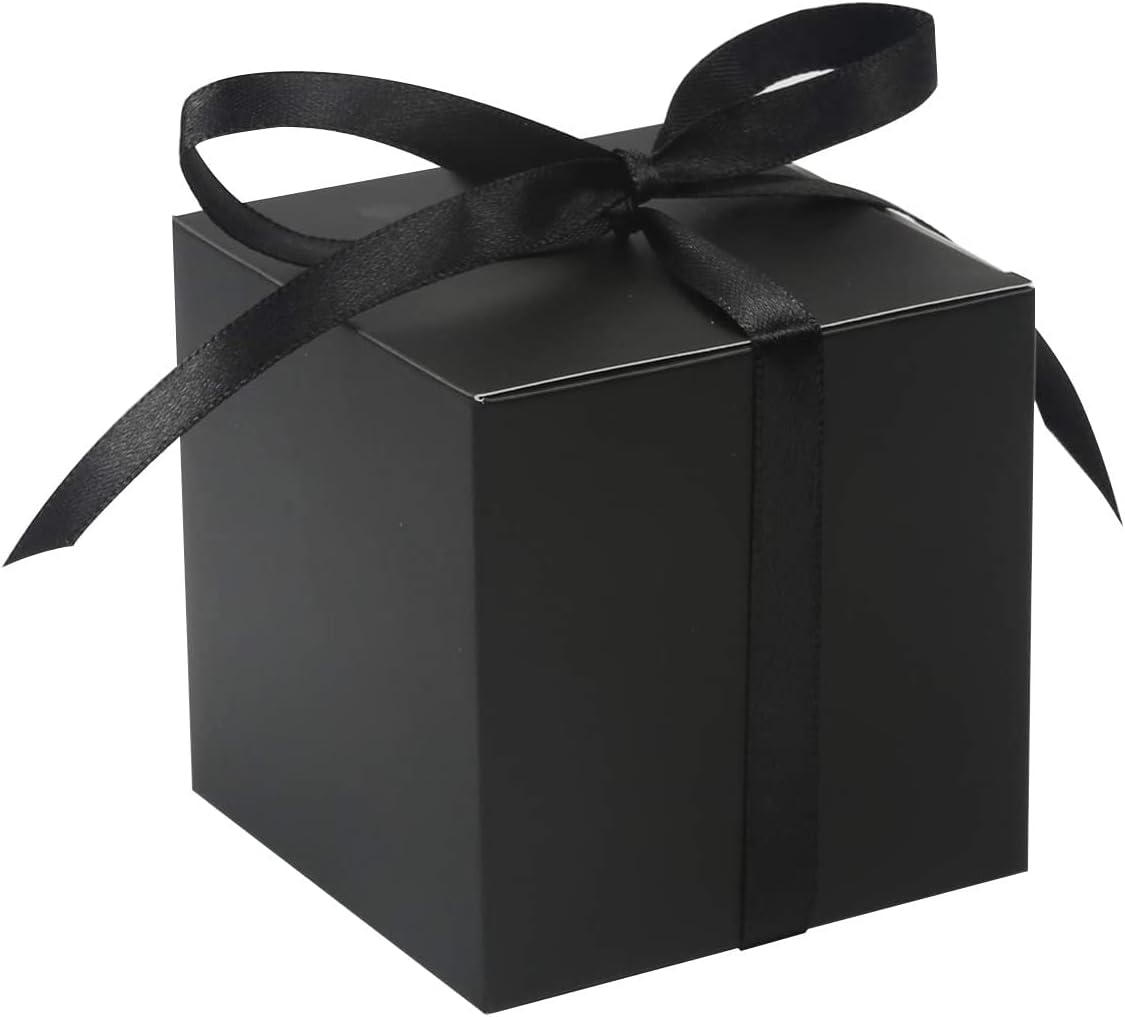 COTOPHER 25pcs Wedding Favor Boxes, Paper Gift Boxes 3x3x3 Inches Small Gift Boxes with Ribbons for Gifts, Crafting, Cupcake, Candy, Bridesmaid Proposal Boxes