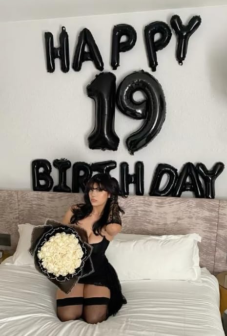 Foil 40 Inch Big Black 19 Balloon Number, Giant Happy 19 Birthday Party Supplies, Large 19 Balloons Anniversary Party Engagement Decorations