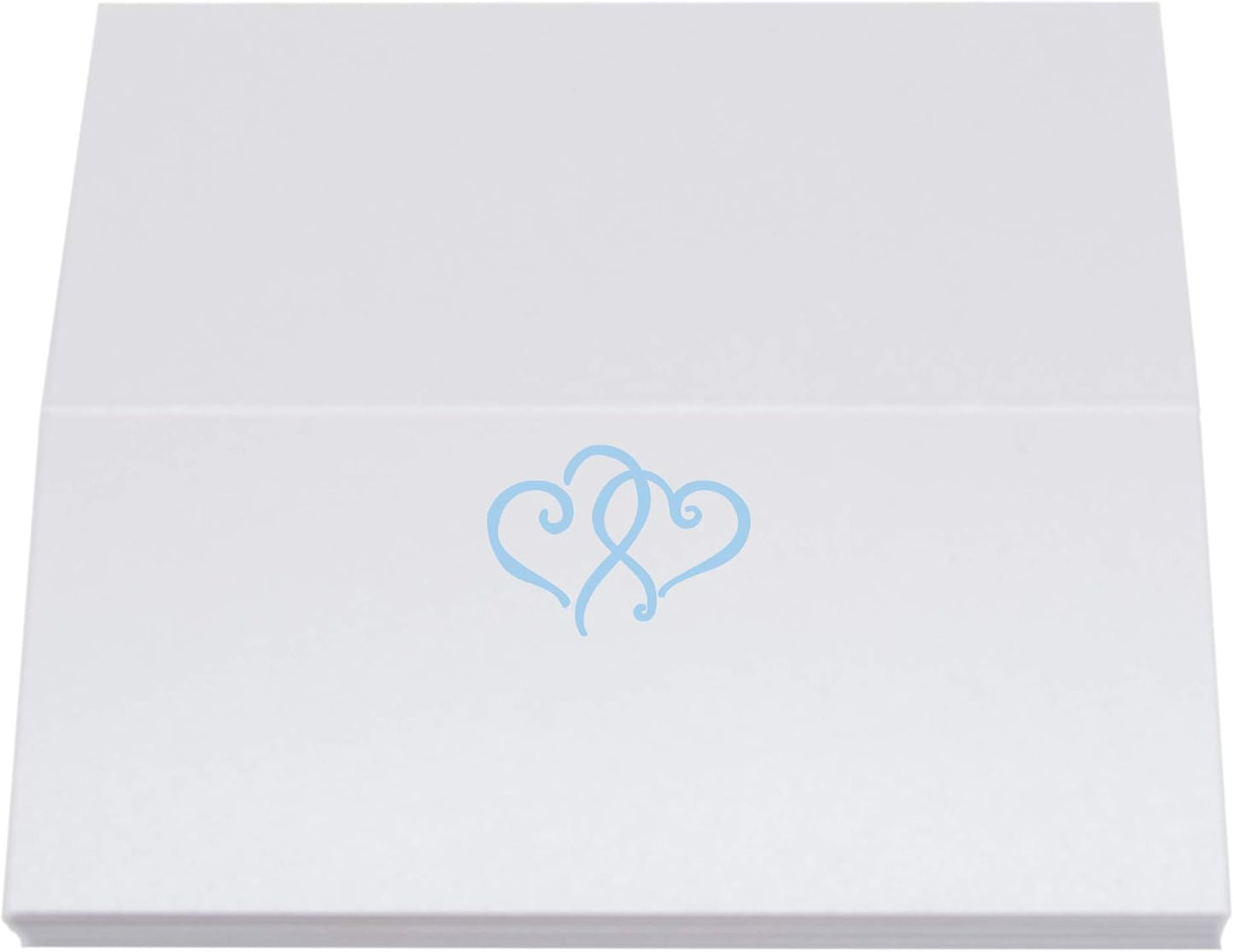 Linked Hearts Place Cards, Light Blue (Choose Color), Set of 25, Pre-cut and Scored - Wedding, Party, Dinner, and Special Events - Made in the USA