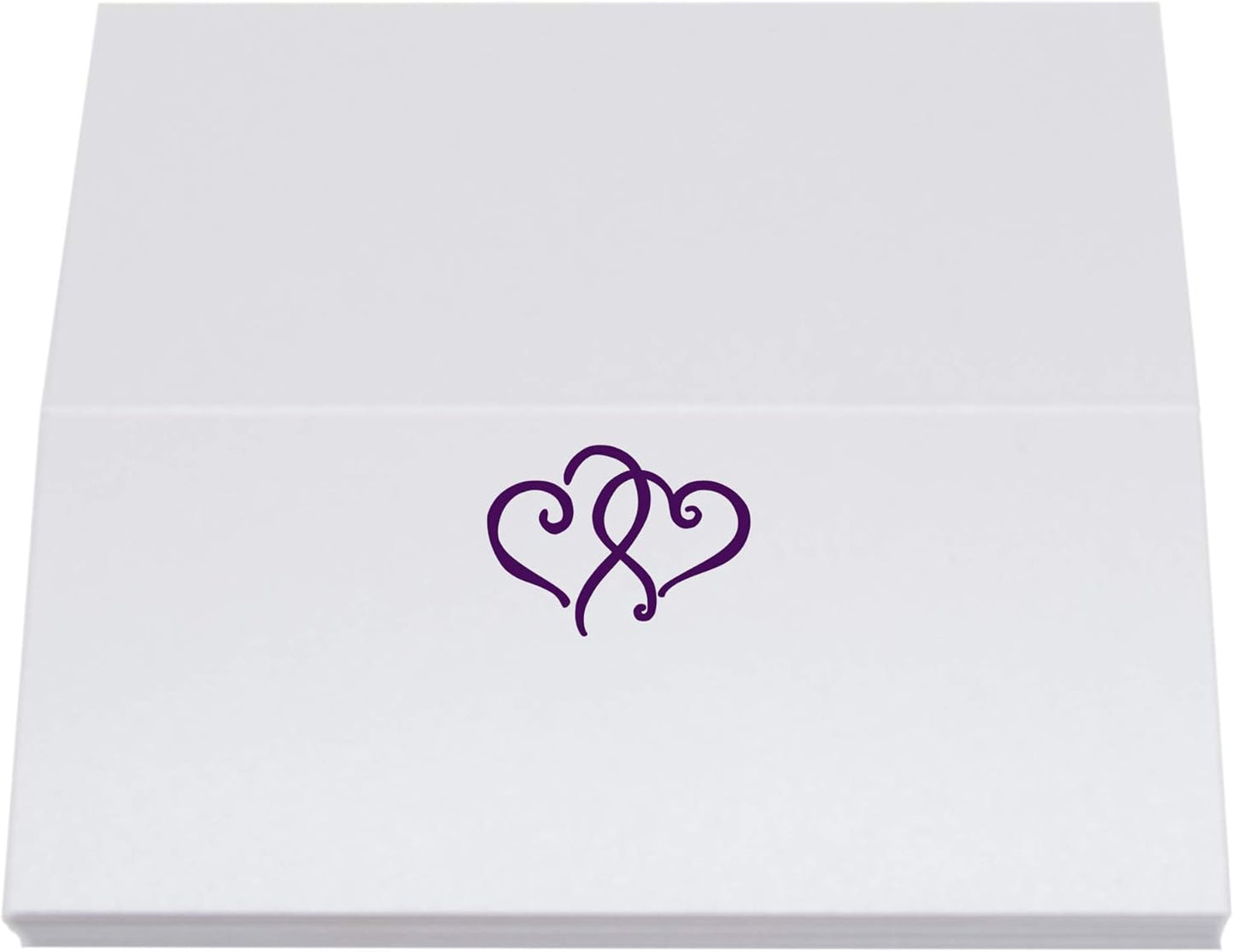 Linked Hearts Place Cards, Eggplant (Choose Color), Set of 25, Pre-cut and Scored - Wedding, Party, Dinner, and Special Events - Made in the USA
