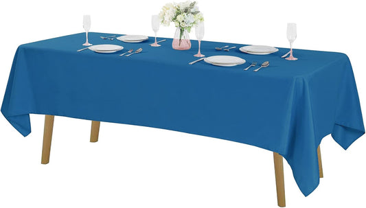 Rectangle Tablecloth 60x120 inch Washable Polyester Fabric Table Cloth for Wedding Party Dining Banquet Decoration（60x120, Mediterranean Blue）
