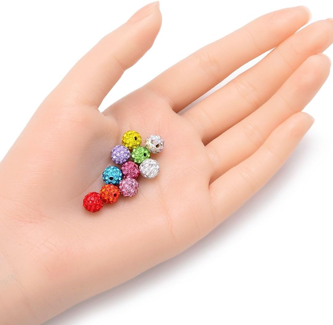 100pcs Adabele Grade A Suncatcher Crystal Rhinestone Pave Loose Beads 8mm Light Siam Red Polymer Clay Disco Ball Spacers Compatible with Shamballa All Craft Jewelry Making DB8-6