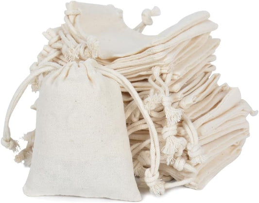 gobyhumm 20 Pieces Pure Cotton Drawstring Bags Muslin Bags Sachet Bag for Home Supplies （2.8 * 3.5"）