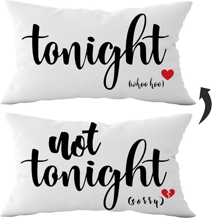 Mancheng-zi Funny Couples Reversible Soft Pillow Cover, Wedding Anniversary Bridal Shower Gifts, Gift for Couples, Anniversary, Wedding, Engagement, 16X24 Inch Flannel Cushion Cover for Couch (White)