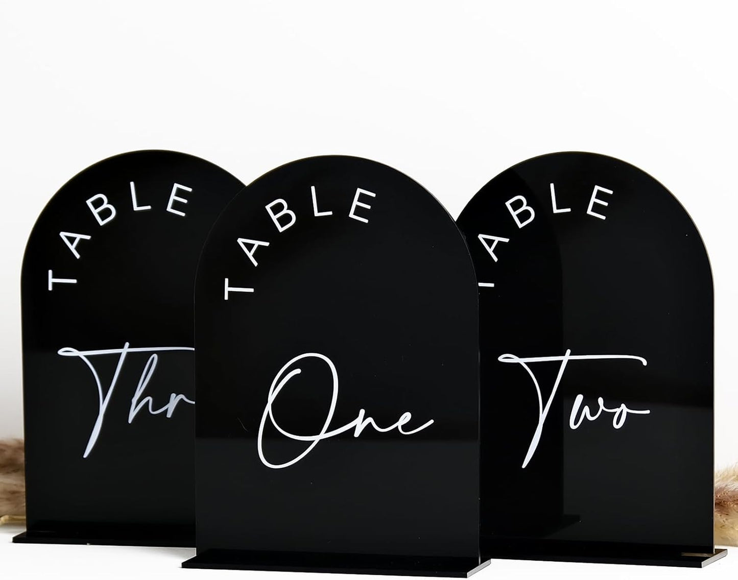 Black Arch Wedding Table Numbers with Stands 1-30, 5x7 Inch Black Acrylic Arch Sign with Holder, Arched Acrylic Table Numbers for Wedding Reception (1-30, 5"x7")