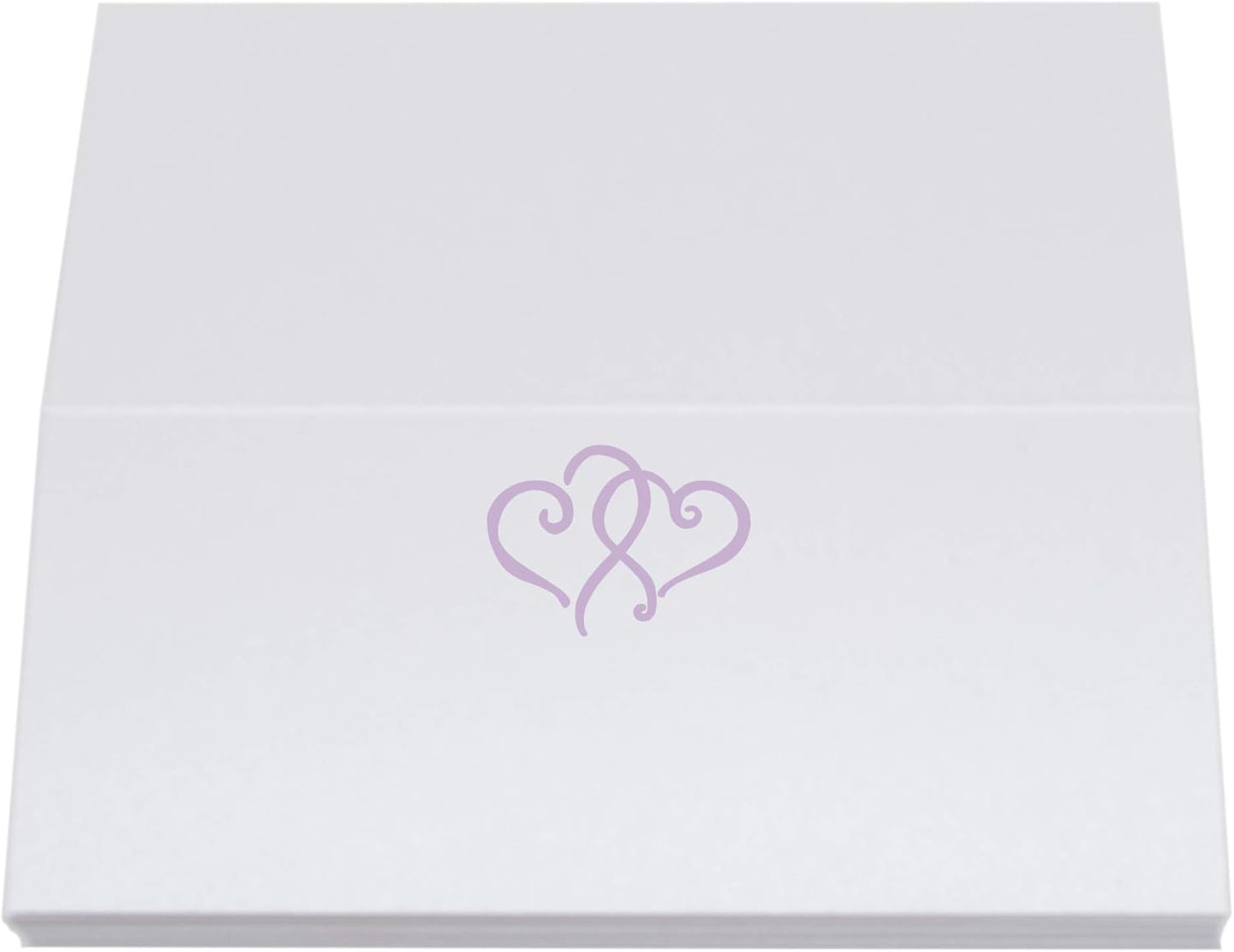 Linked Hearts Place Cards, Lavender (Choose Color), Set of 25, Pre-cut and Scored - Wedding, Party, Dinner, and Special Events - Made in the USA