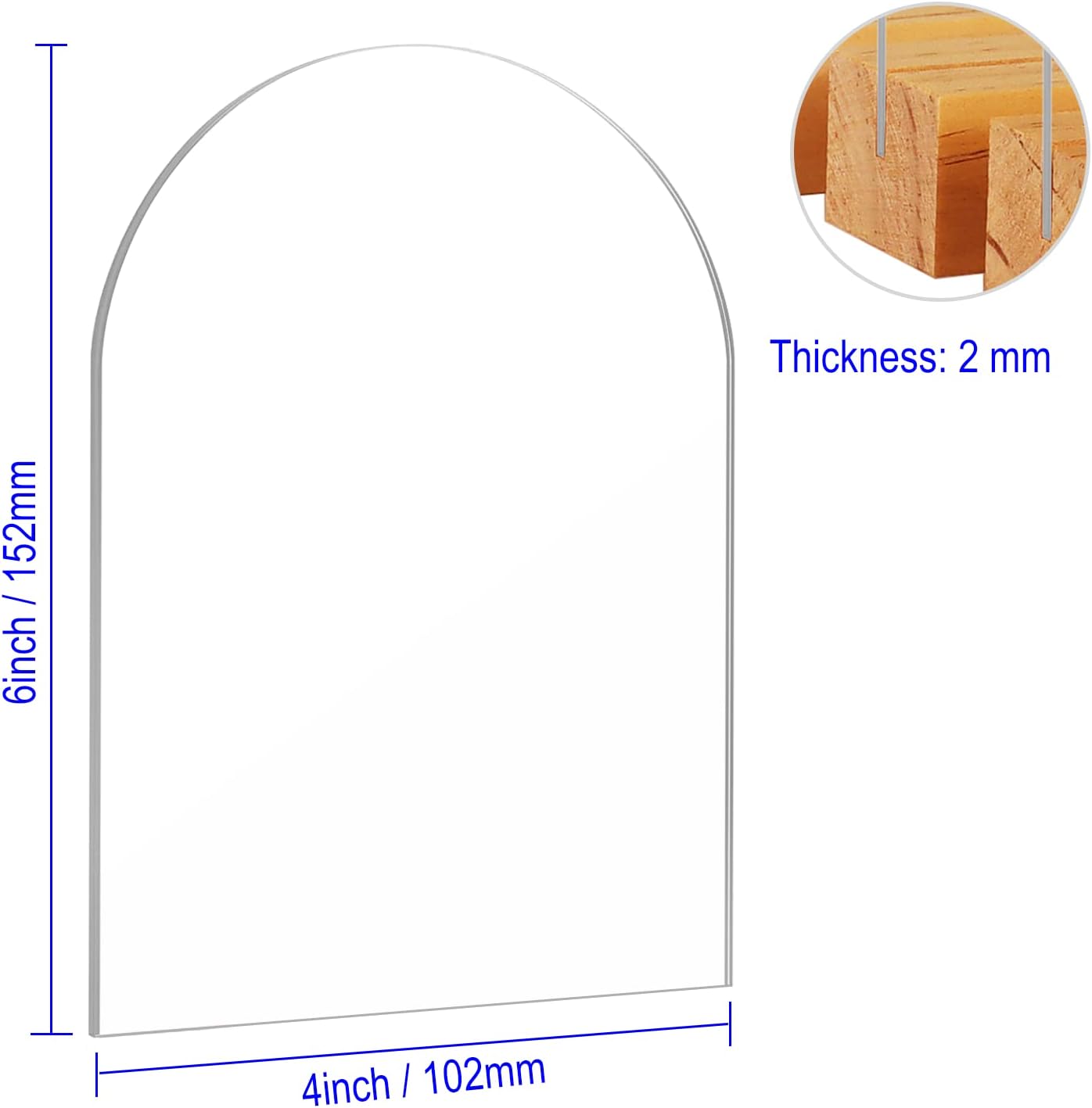 Clear Acrylic Sign with Wooden Stand Table Numbers DIY, 10 Pack Acrylic Sheets Table Signs for Wedding, 4x6 Inch Arch Signs Blank for Restaurant Party Bridal Shower (No printing included)