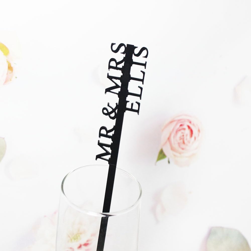 50pcs Personalized Laser Initial Drink Stir Stirrers, Initia Letter Tags, Custom Acrylic Cocktail Party Swizzle Sticks, Bar Cocktail Tags
