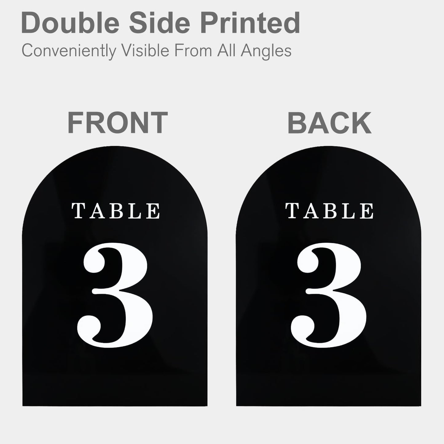Wedding Table Numbers 1-10, Acrylic Arch Signs with Natural Wood Stands Holders, Rustic Table Decor for Reception & Parties (Black White)