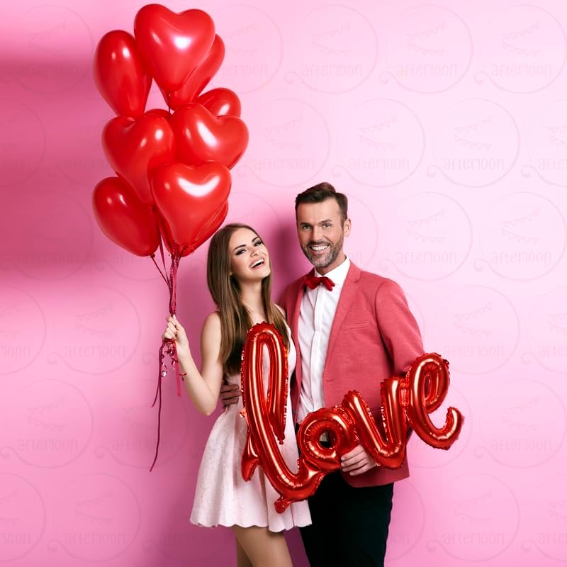 AFTERLOON® Biodegradable Balloons 100 pcs Pink 10 Inch Heart Shaped, Thickened Extra Strong Natural Latex Helium Float, Proposal Marriage Love Baby Shower Gender Reveal Wedding Bridal Corazones