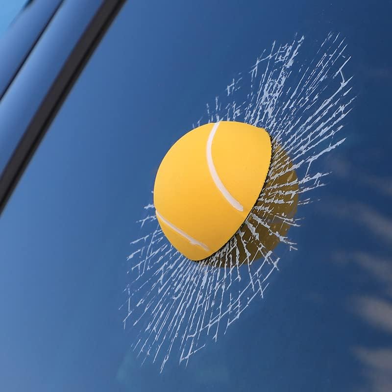 Car 3D elf Ball car Sticker, car Window Funny Creative Decorative Sticker(18cmx18cmx3cm) (Yellow Tennis Ball)