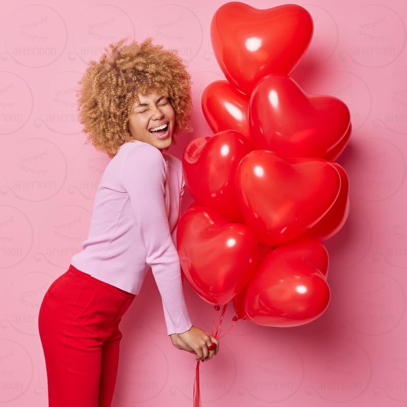AFTERLOON® Biodegradable Balloons 24 pcs Living Coral 10 Inch Heart Shaped, Thickened Extra Strong Natural Latex Helium Float, Proposal Marriage Love Baby Shower Gender Reveal Wedding Bridal