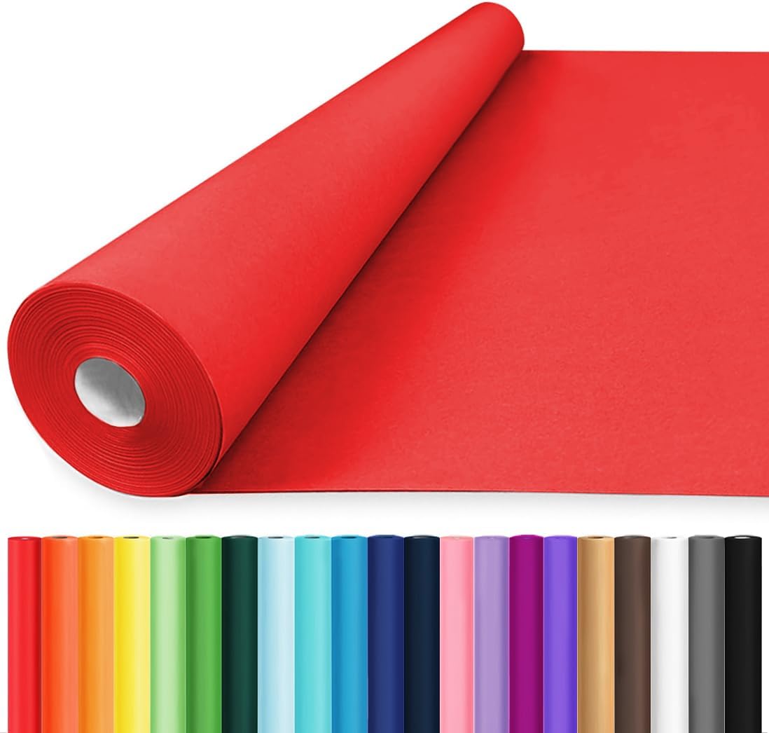 Vanhench 30"×1200" (100') Red Wrapping Paper Roll, Craft Paper for Wedding, Birthday, Holiday & Mother's Day Gifts Wrapping, Bulletin Board Paper