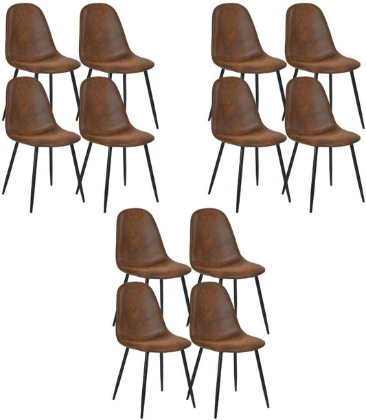 Homy Casa Dining Chairs Set of 12, Modern Mid-Century Style Dining Room Side Chairs Accent Chairs with Black Metal Legs Comfortable for Kitchen Lounge Farmhouse, Rustic Brown, 12PCS