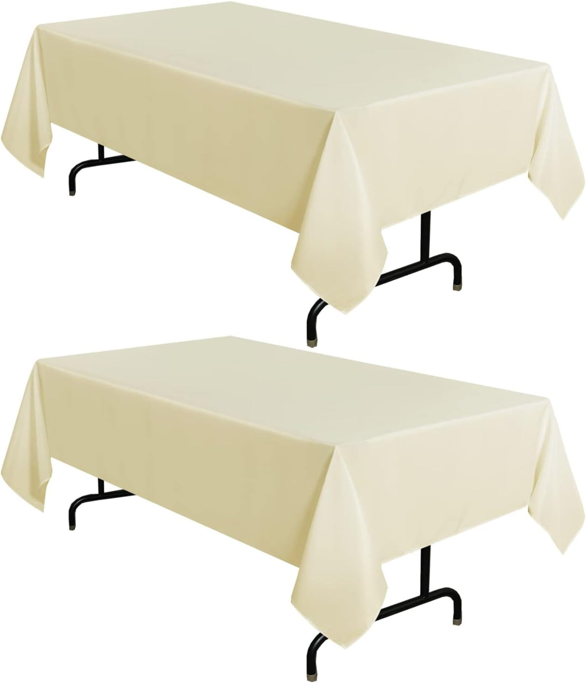 sancua 2 Pack Beige Tablecloth 60 x 120 Inch, Rectangle 8 Feet Table Cloth - Stain and Wrinkle Resistant Washable Polyester Table Cover for Dining Tables, Buffet Parties and Camping