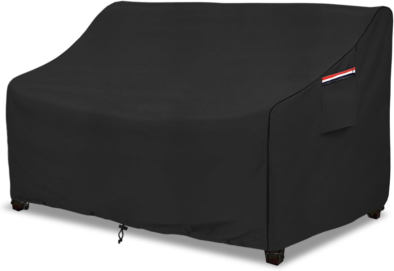 okcool Heavy Duty Patio Sofa Cover, 100% Waterproof 3-Seater Outdoor Sofa Cover Fits up to 76W x 32.5D x 33H Inches, Lawn Patio Furniture Covers,Black