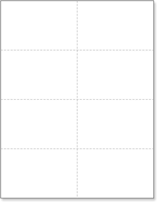 NextDayLabels - Blank Perforated Printable Cardstock, 8 Cards per Sheet, 125# tag - for laser and inkjet printer, 4-1/4" x 2-3/4" Each Card - 800 Cards - made in the USA