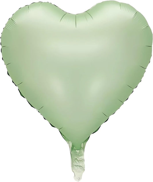 10Pcs Olive Green Foil Heart Shaped Balloons 18 Inch - Retro Green Heart for Baby Shower, Wedding, Valentine Decorations - Love Party Decor