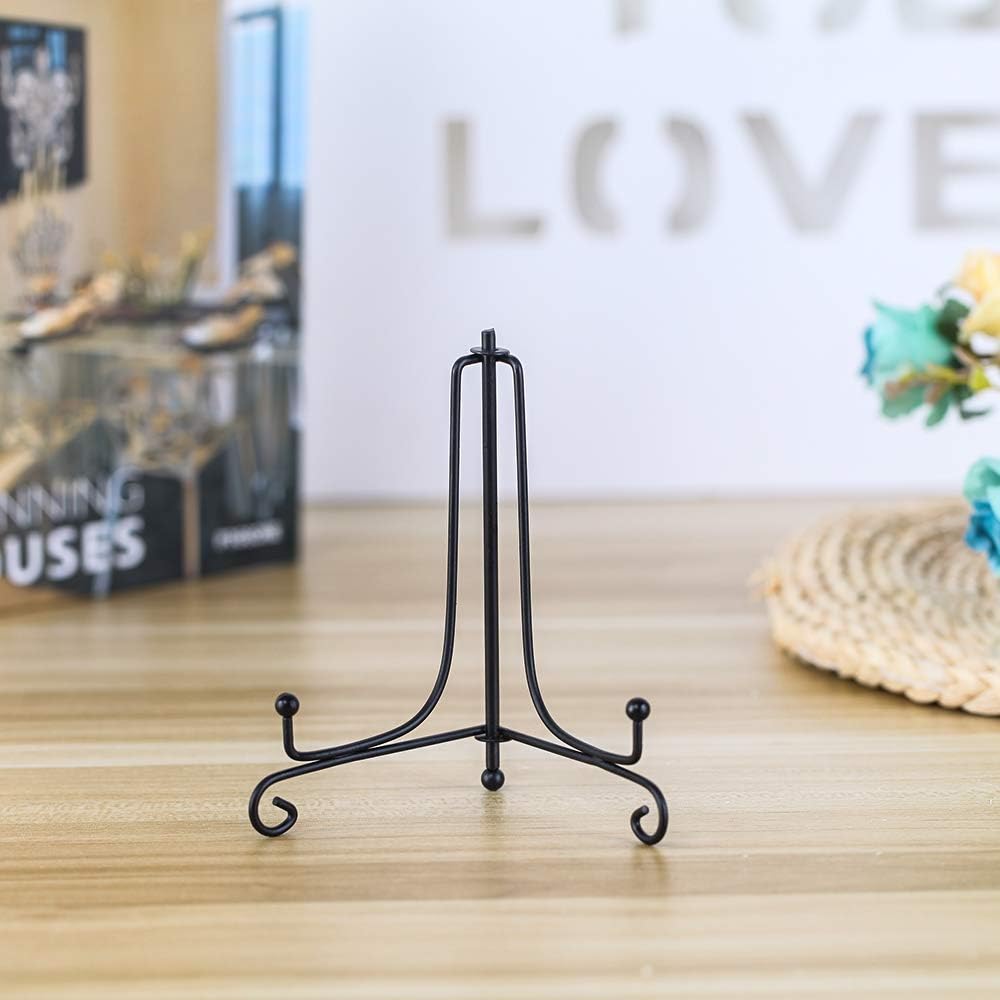 (2 pack)Iron Display Stand, Black Iron Easel Plate Display Photo Holder Stand, Displays Picture Frames, Cookbooks, Decorative Plates, Tablets and Art 5 Inch
