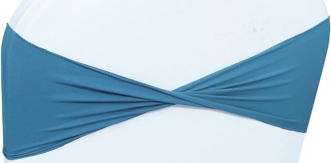 MDS Pack of 150 Spandex Chair Sashes Bows Elastic Stretch Dining Chair Bands Ties Without Slider Buckle Universal fits for Wedding Baby Shower Birthday Party Banquet Event Decoration - Dark Teal