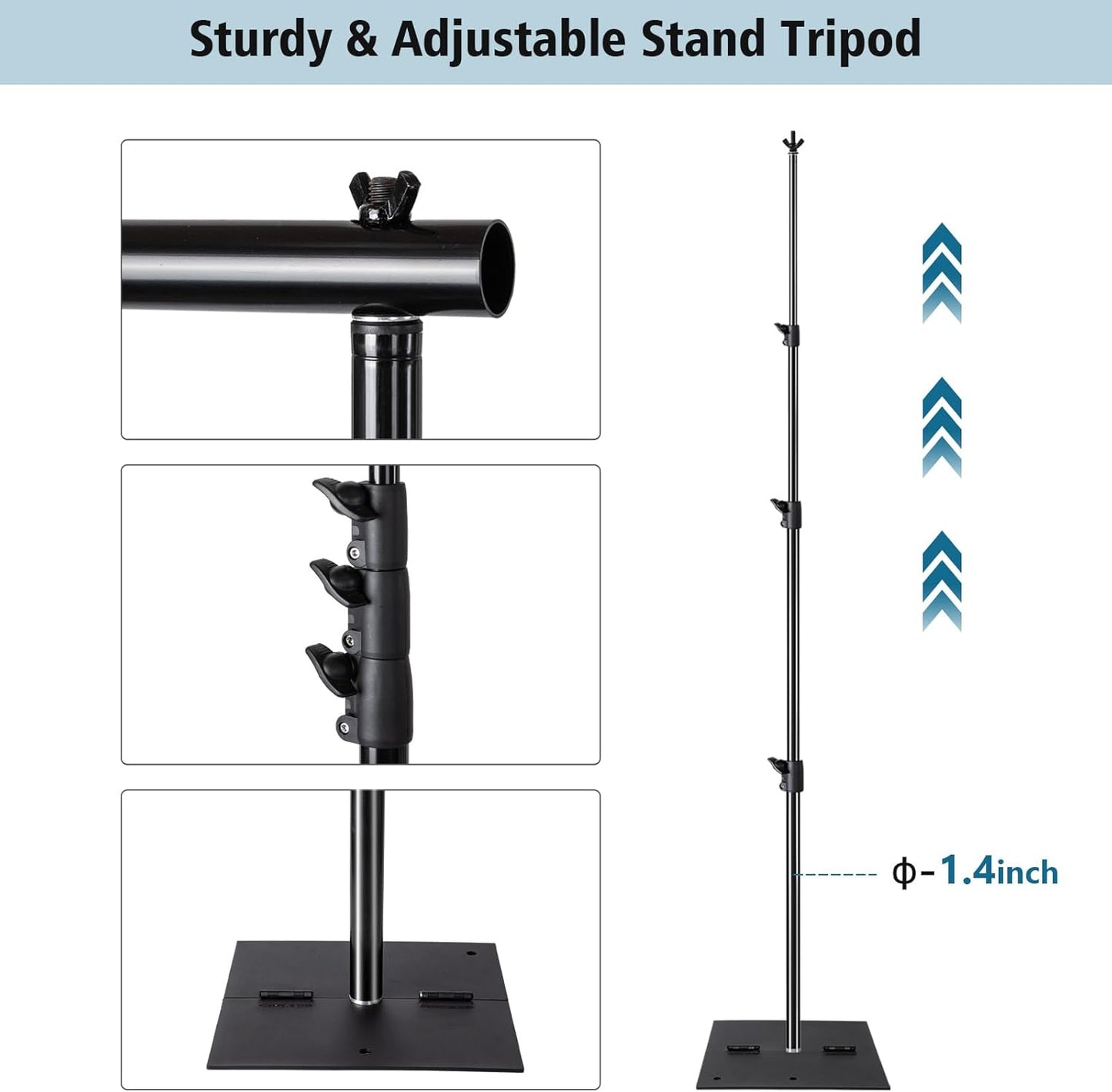 SLOW DOLPHIN Pipe and Drape Photography Backdrop Stand Kit Adjustable Photo Background Stand 10ft x 10ft with Metal Base for Parties Weddings Birthday Party Events Photo Booth(Black)