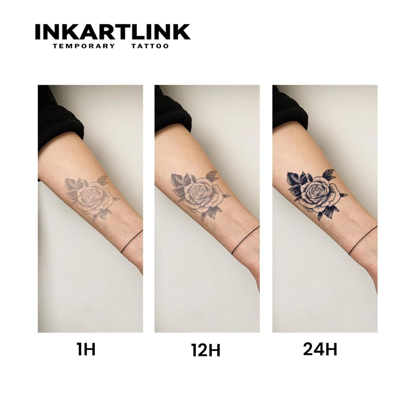 INKARTLINK Tattoo Tech, 2 Sheets Extra Large Semi Permanent Tattoo, Adult Art Design Temporary Tattoos, Lasts 1-2 Weeks, Waterproof, Realistic Look, No Adhesive, No Reflection (Flower)192