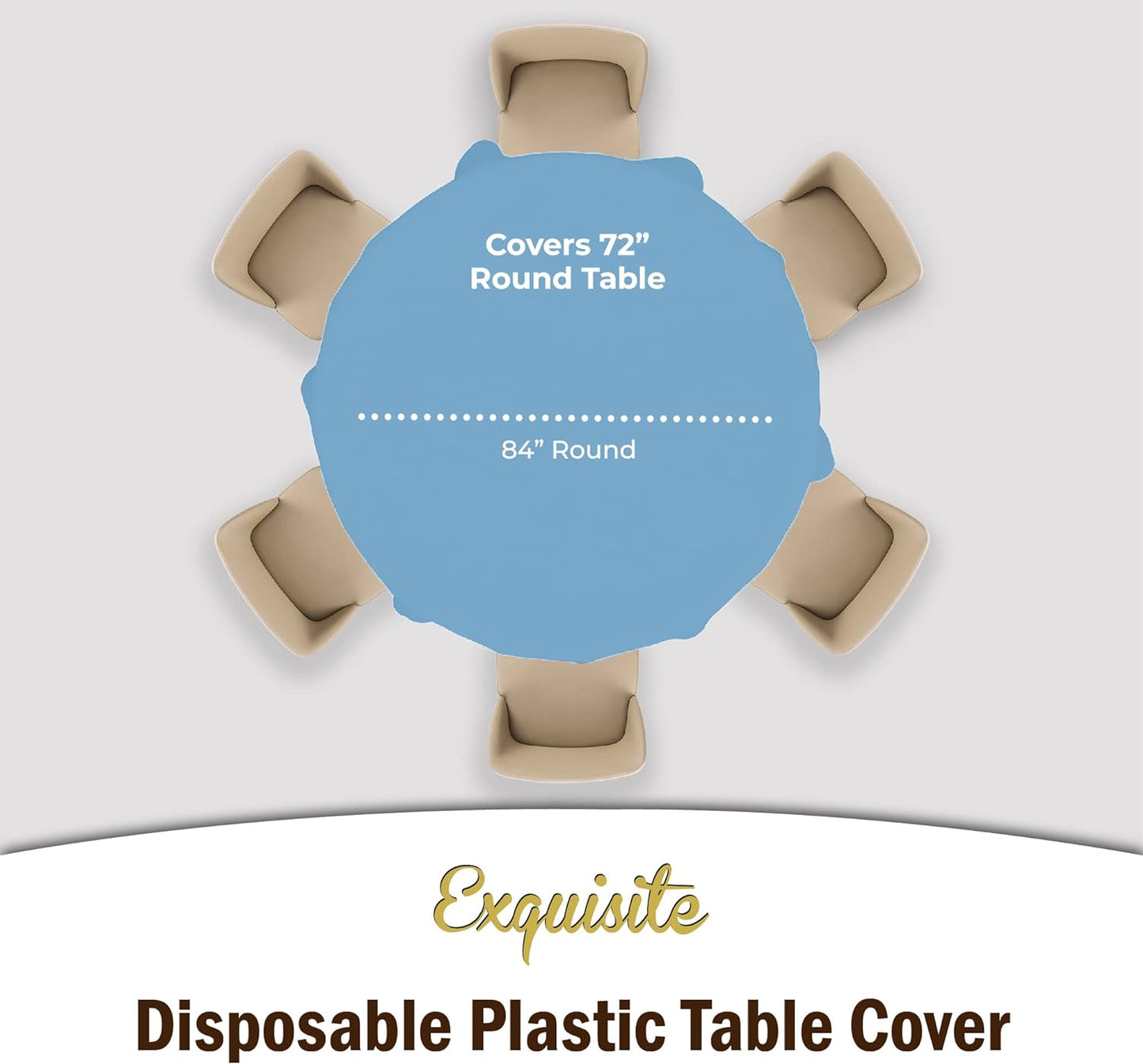 Party Solids 12-Pack Premium Plastic Tablecloth 84in. Round Table Cover - Light Blue