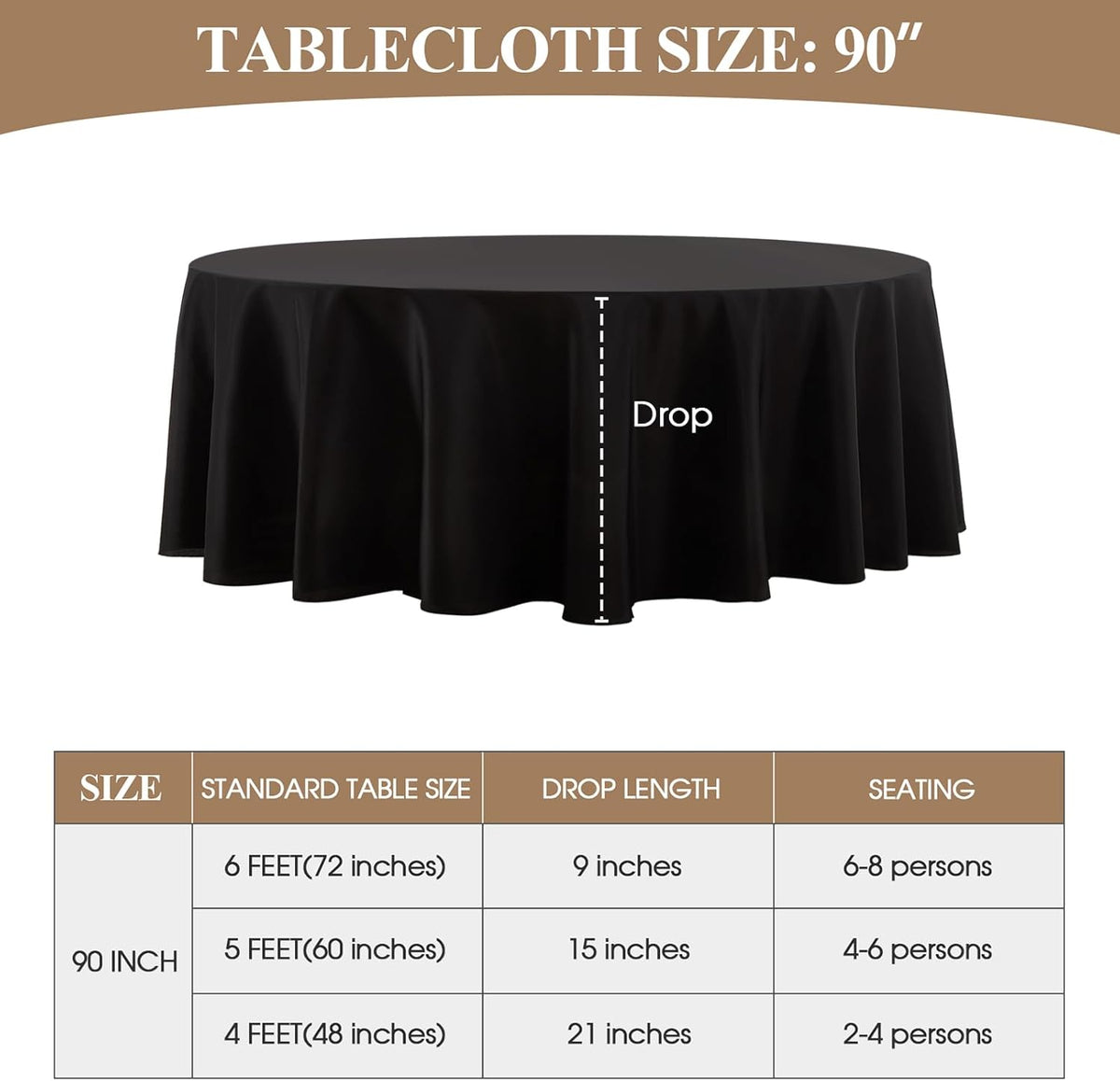 Round Tablecloth 10 Pack 90 Inch Black Tablecloths Washable Decorative Linen Polyester Table Clothes Cover for Dining Table Banquets Buffet Parties and Wedding