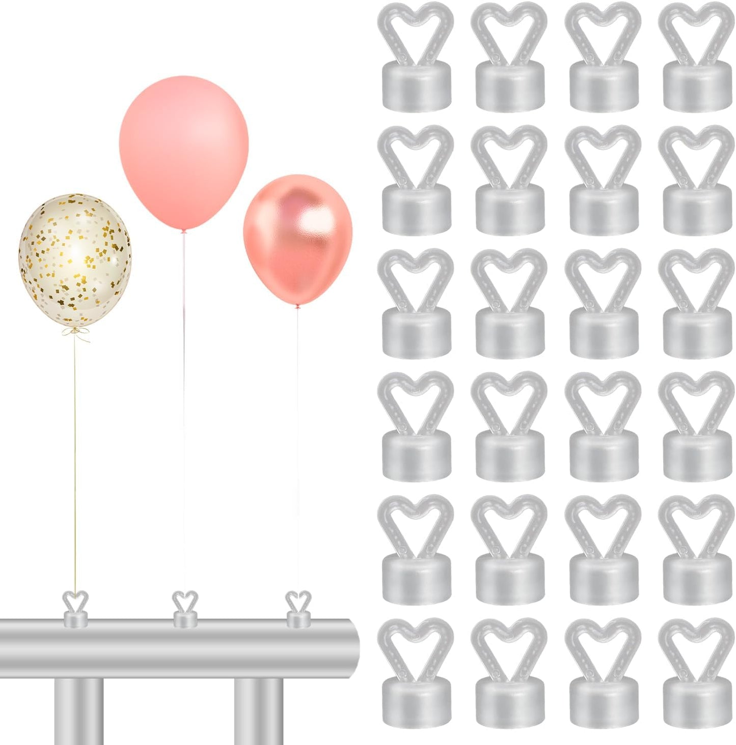 24PCS Balloon Weights Metallic Table Centerpiece Holders For Helium Balloon Accessories Small White Pendant For Birthday Wedding Chrismas Party (Heart)