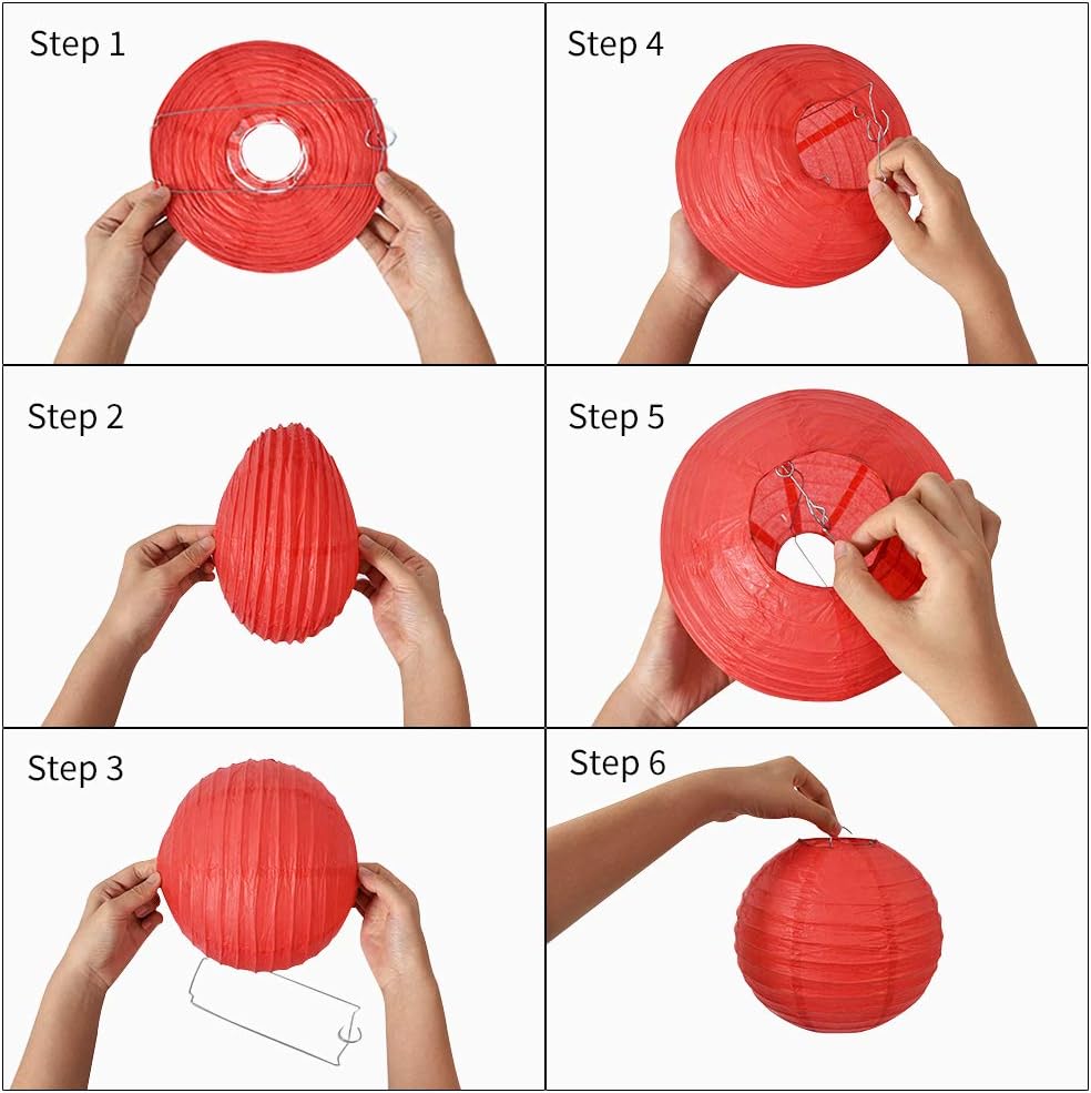 BEISHIDA Red Round Paper Lanterns Decorative Hanging Asia Chinese Japanese Paper Lanterns Lamp for Birthday Wedding Baby Bridal Shower Christmas Home Decor Party Decoration（10 Packs）