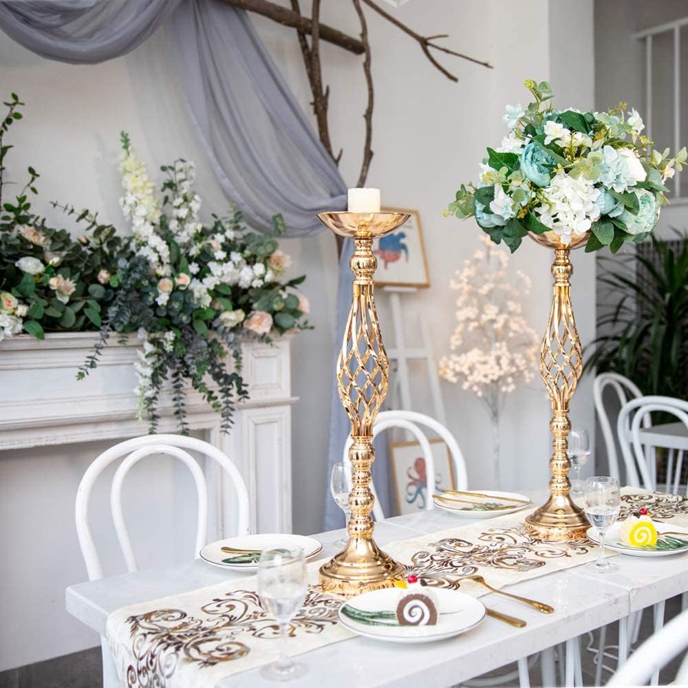 Wedding Centerpieces for Reception Tables, Twist Candleholder Stands, Flower Arrangement Vases, Metal Centerpieces for Wedding Road-Leading Party Home Decor