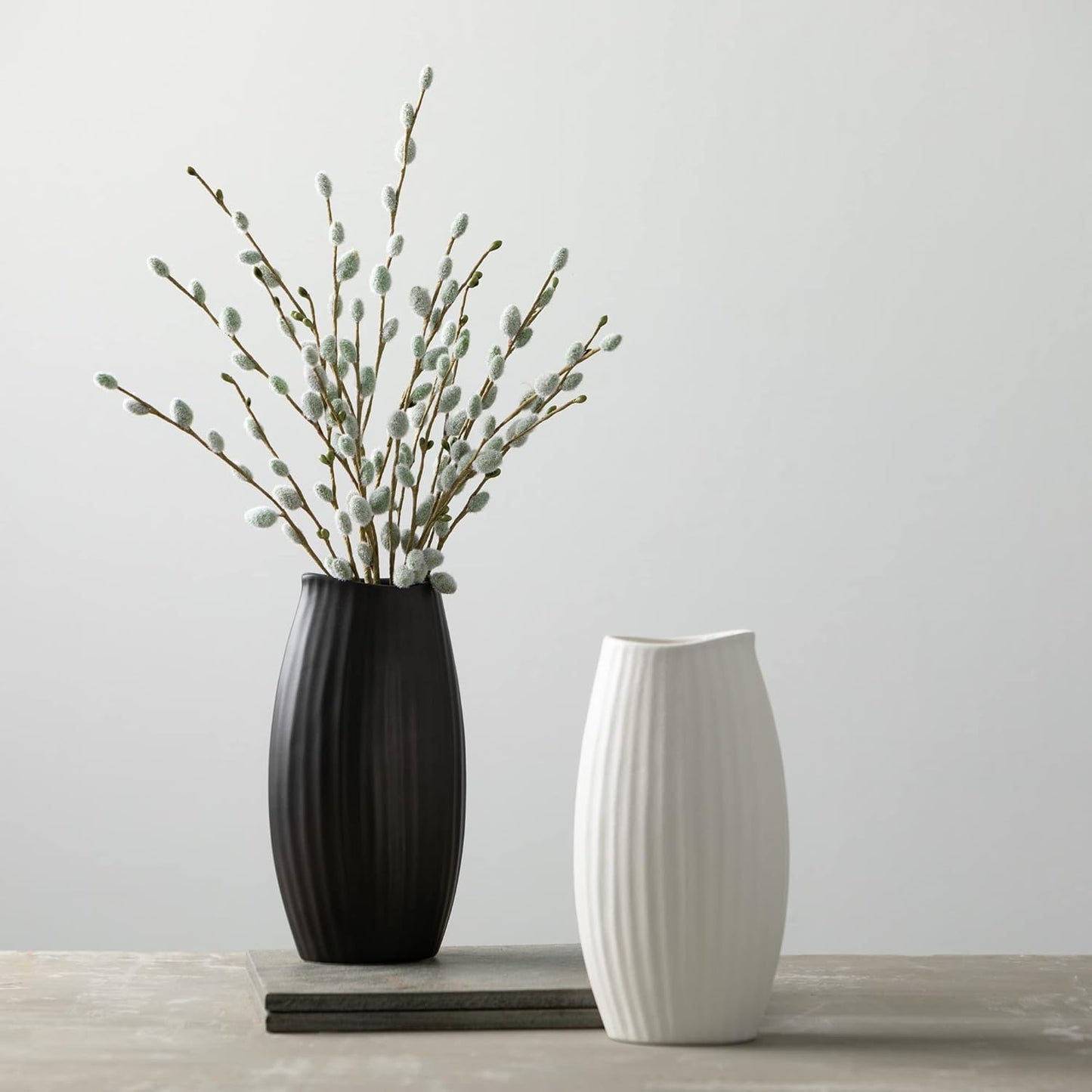 Sullivans Ceramic Textured White Vase, 9" Tall Flower Vase for Modern Home Décor, Minimalist Decoration for Shelf and Table, and Centerpiece, Living Room, Bedroom, Kitchen, and Office Décor (CM3115)