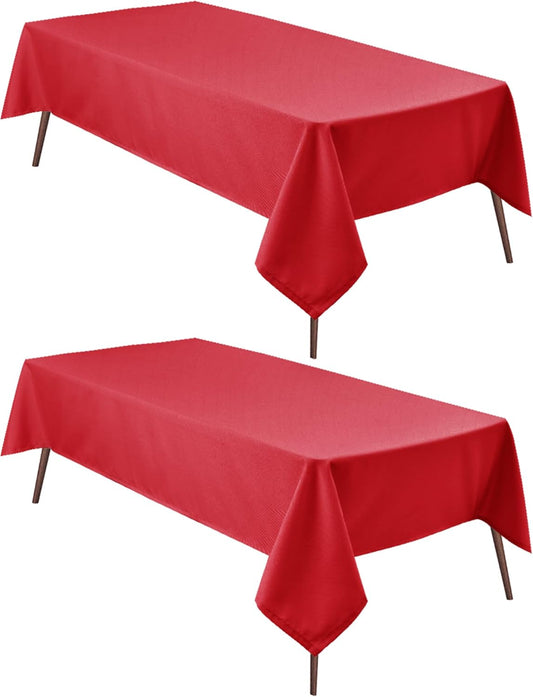 Hiasan 2 Pieces Red Tablecloth Rectangle - Wateproof and Spillproof Kitchen Christmas Washable Polyester Table Cloth for Dining Room, 54 x 108 Inch