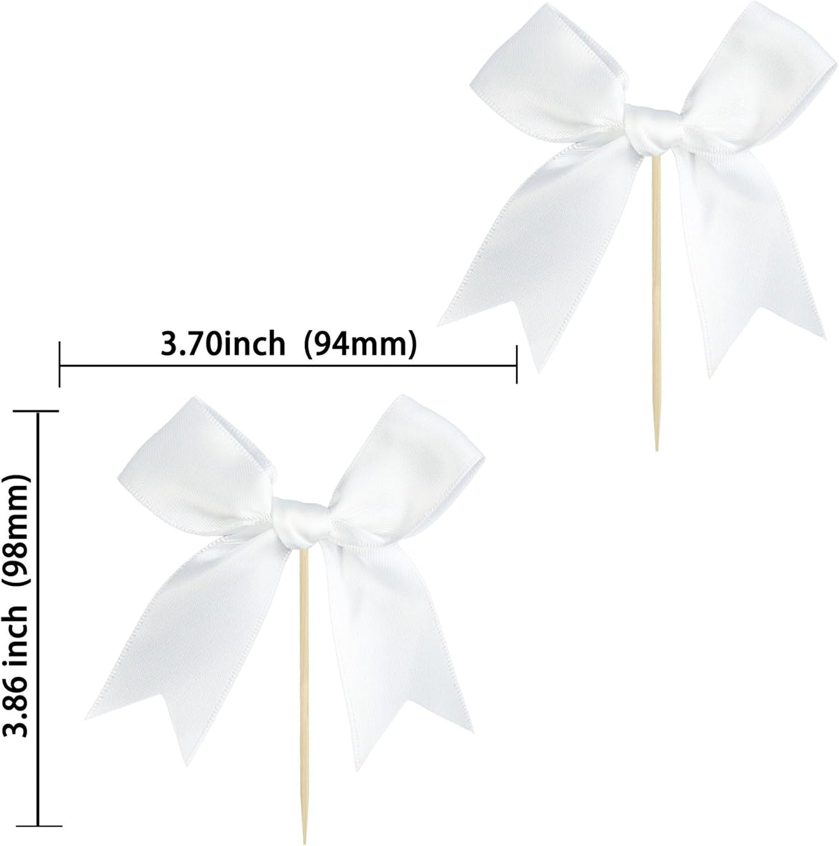 Ephlyn 24Pcs White Bow Cupcake Toppers Bow Cake Topper Birthday Decorations Mini Bowknot Cupcake Picks for Coquette Theme Party Decoration Bachelorette Bridal Engagement Wedding Party White