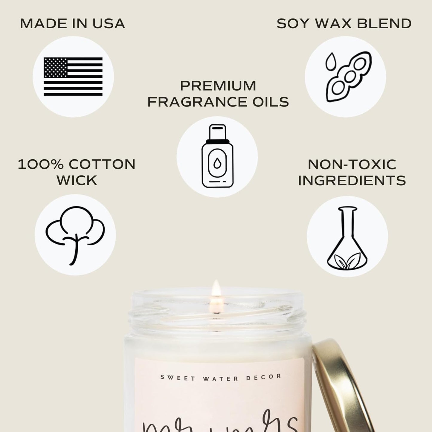 Sweet Water Decor Mr. + Mrs. Candle - Gold Pepper, Clove Leaf, Nutmeg and Lavender Scented Candle for Home - 9oz Clear Jar with 40 Hour Burn Time, Made in USA - Wedding and Engagement Gifts