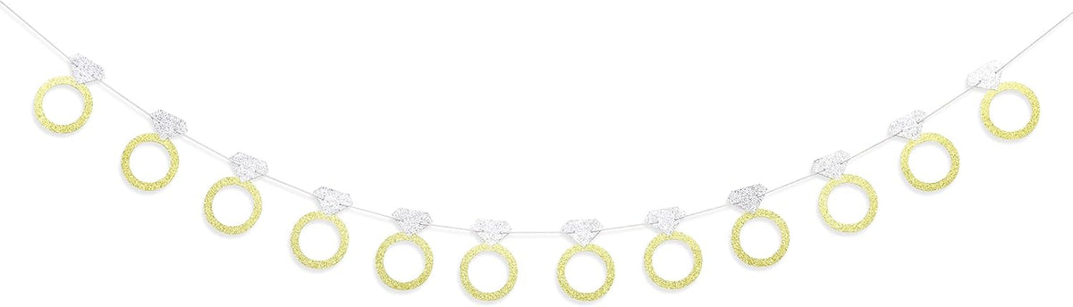 Bachelorette Party Banner - Glitter Gold and Silver Diamond Ring Banner, Engagement Party Decorations, Bride to Be Decorations, Bridal Shower Decorations