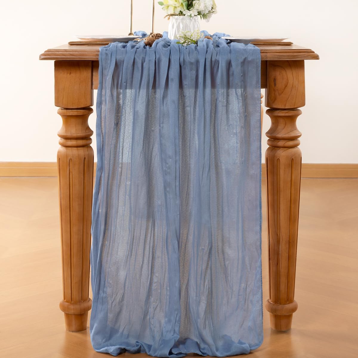 Dusty Blue Table Runner Cheesecloth Table Runner 10FT Farmhouse Table Runners 120 Inches Fall Table Decor Dining Room Centerpiece Wedding Boho Baby Shower Birthday