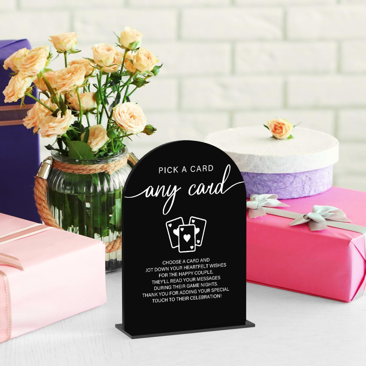 Acrylic Wedding Sign Pick A Card Sign for Wedding Wedding Signs for Ceremony Modern Calligraphy Arch Acrylic Table Top Sign for Wedding Reception and Event Party Table(black）