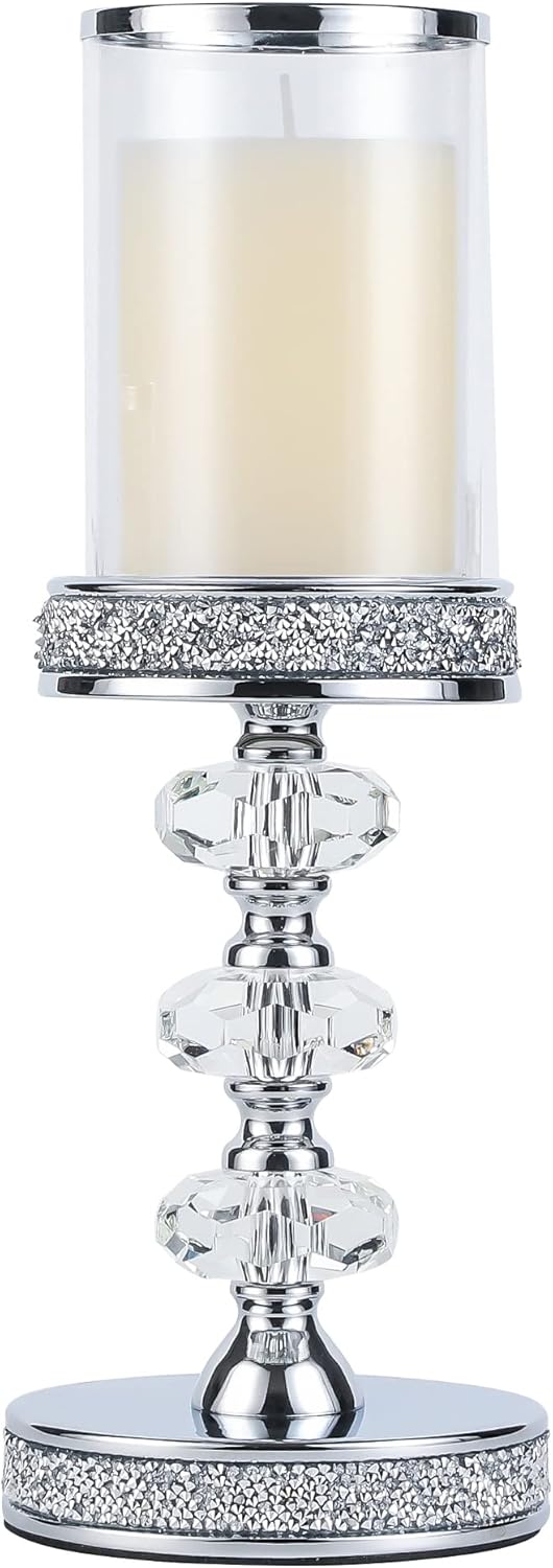 Candle Holder, Pillar Candle Holders, Crystal Candlesticks Holder for Wedding, Parties, Events, Chirstmas,Home Decor, Table Centerpieces CH048LD