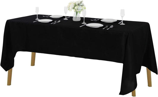 Rectangle Tablecloth 60x120 inch Washable Polyester Fabric Table Cloth for Wedding Party Dining Banquet Decoration（6 Pack 60x120, Black）