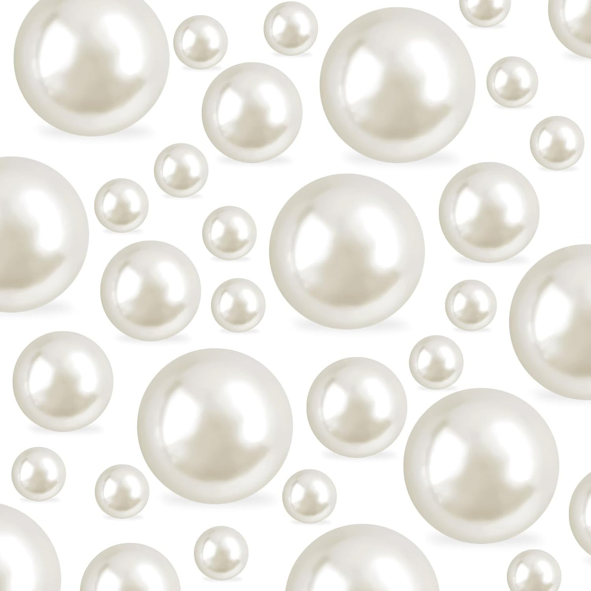 260Pcs Cream Glossy Beads - 6mm, 14mm, 18mm Round Plastic Pearl Beads for Centerpiece Decor, Wedding, Birthday, Christmas Party, Home Decor